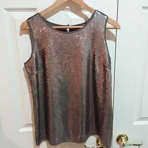 Twiggy London Sleeveless Metallic Sequin Blouse S